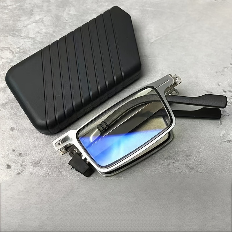Draagbare metalen opvouwbare leesbril met anti-blauw licht en high-definition krasbestendige lenzen, unisex cadeau