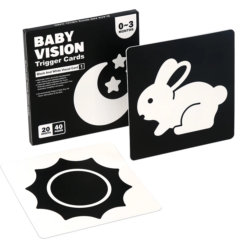 Black and red visual early education card for newborns, visual stimulation of color cognition, flashing new children's early edu