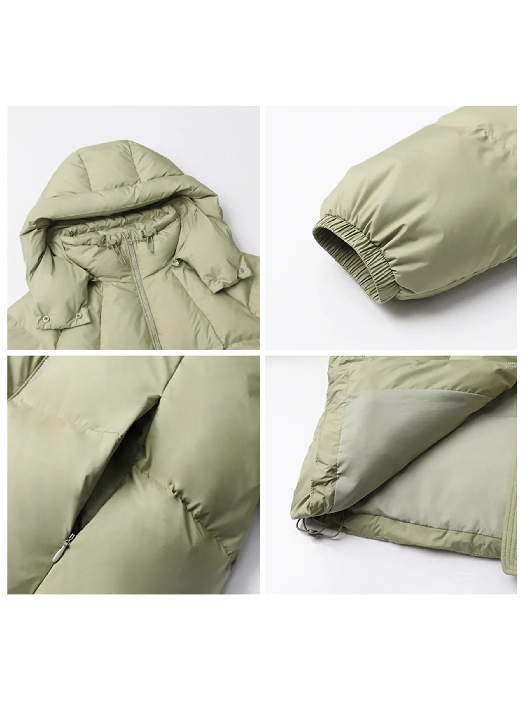 CHIC VEN Damen-Daunenmäntel, lockere feste Kapuze, 90er weiße Entendaunen, weibliche Daunenjacke, mittellang, warme Jacke, Herbst und Winter 2024