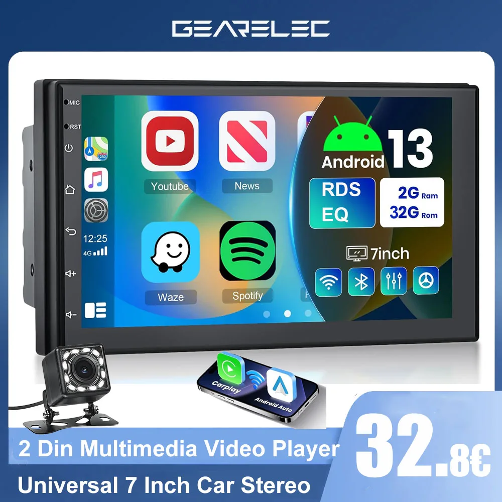 Android 13 Autoradio 2 Din Multimedia Video Player Carplay Android Auto Universal 7 Zoll 2 DIN Android Navigation Auto Stereo