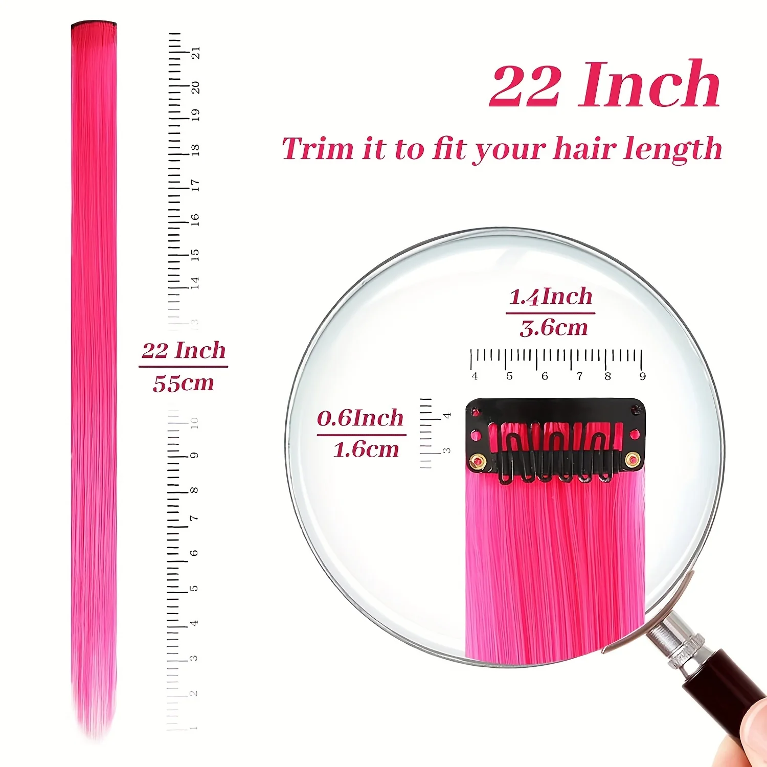 13 cores coloridas festa destaque clipe em extensões de cabelo reto para meninas 22 Polegada y2k multi-cor cabelo sintético postiços