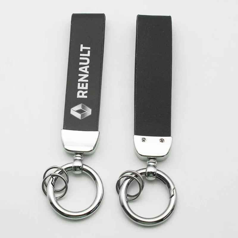 3D Metal Leather Car Logo Key Chain Car Styling Keyring Keychain For Renault Megane 2 3 Koleos Duster Clio 4 Logan Captur Kadjar