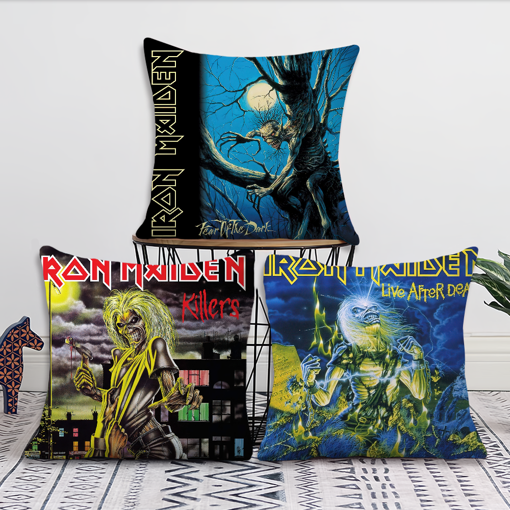 I-Iron Maidens Heavy Rock Band Pillow Case Living Room Accent Couch Back Support Square Lounge Restful Nap Companion ﻿