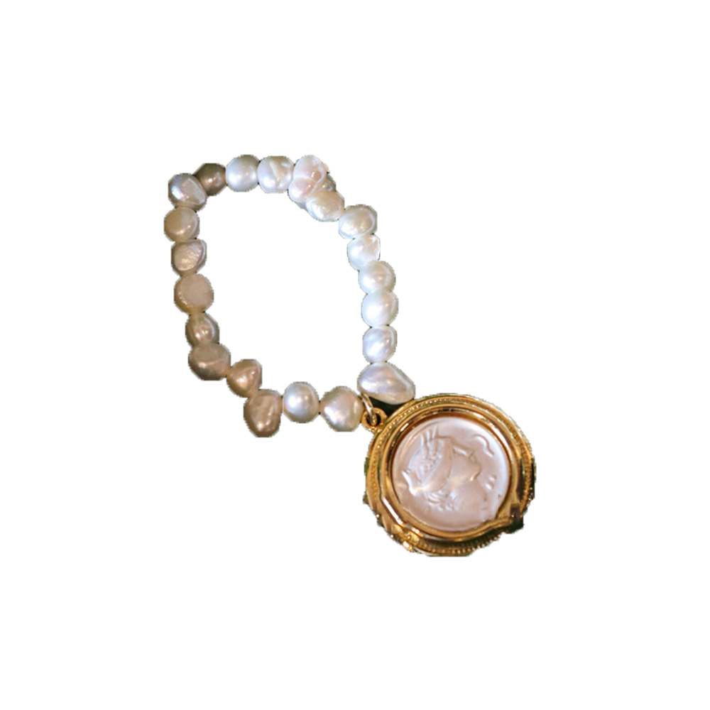 Colar e brincos com pingente retrato pérola alienígena para mulheres, conjuntos de jóias vintage para menina, moda