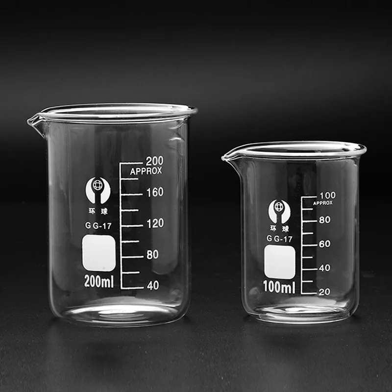 Set diversi Misurino in scala resistente al calore da laboratorio Bicchieri in vetro per chimica in vetro borosilicato