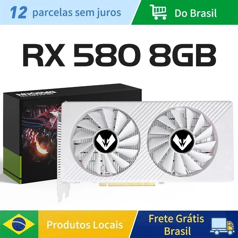 MAXSUN Cartões Gráficos Novo AMD Radeon RX580 2048SP 8G GDDR5 256bit Placa de Vídeo Para Desktop Gaming Componentes de Computador RX 580 GPU
