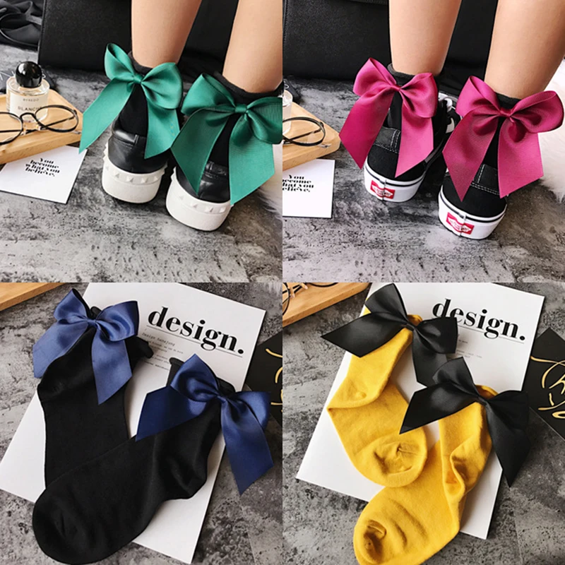 Thời Trang Nơ Dễ Thương Short Nữ Bông Tai Kẹp Mắt Cá Chân Cotten Tất Mùa Thu Hè Hipster Mắt Cá Chân Ngộ Nghĩnh Tất Nữ Chất Lượng Hàng Đầu