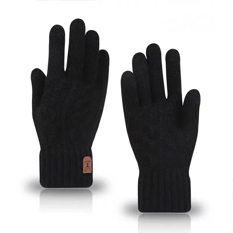 2023 nieuwe warme herenhandschoenen winter touchscreen plus fleecehandschoenen koude warme wollen gebreide handschoenen