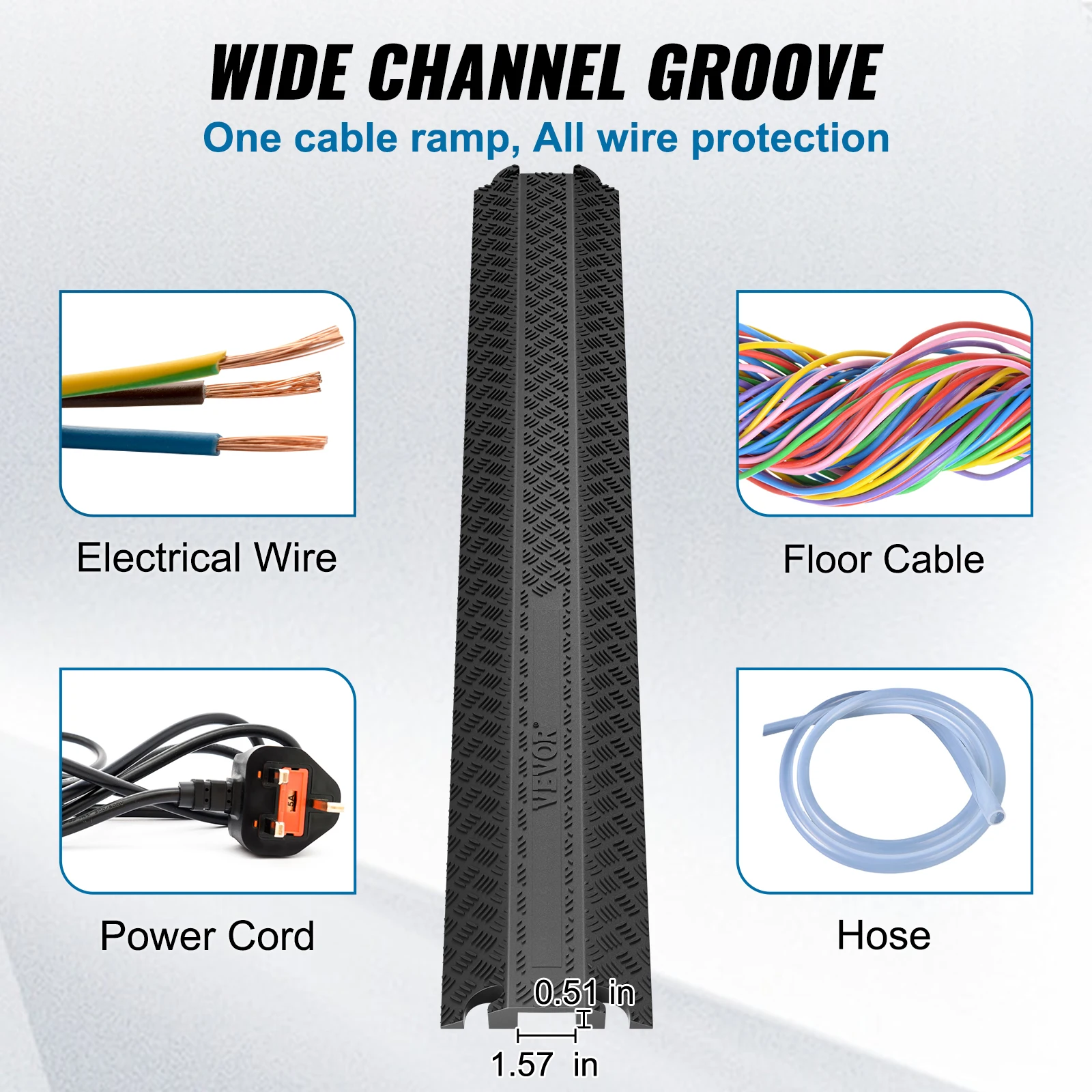 SucceBuy Drop Over Cable Cover Ramp 2.000 libras / eixo Capacidade de carga Rampa protetora de mangueira de cabo TPR resistente para uso interno e externo