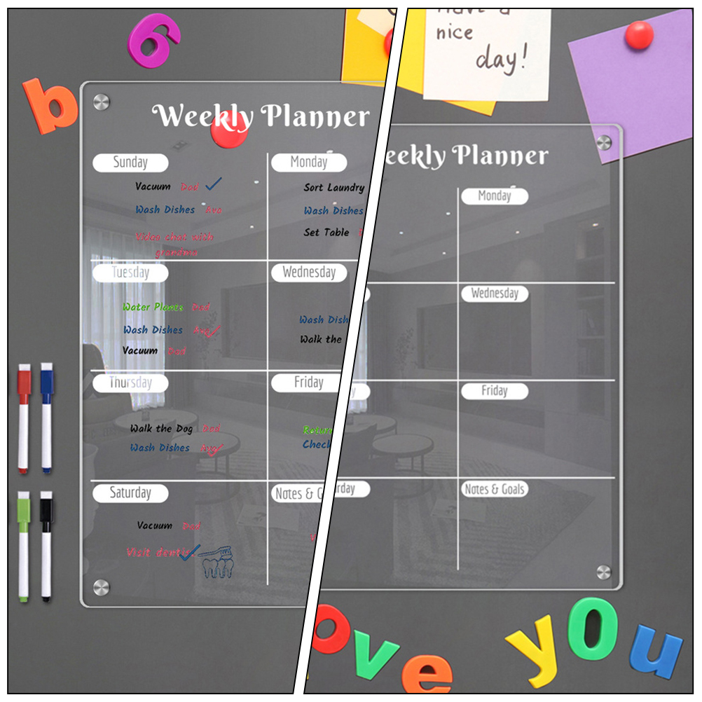 Magnetic Planner Acrylic Fridge Board Clear Dry Erase Board For Weekly Schedule Whiteboard Presentation Supplies Office Tools