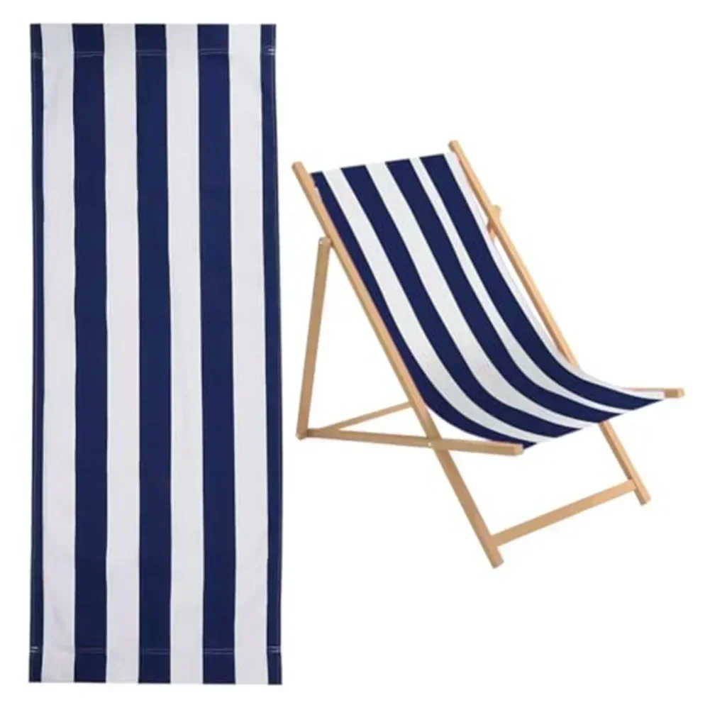 Tela de repuesto para tumbona de playa, tela de poliéster, 120x44 Cm, funda plegable para silla con rayas azules y blancas