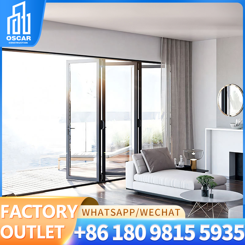 Janelas e portas de acordeão bifold de alumínio padrão alemão Porta de entrada externa