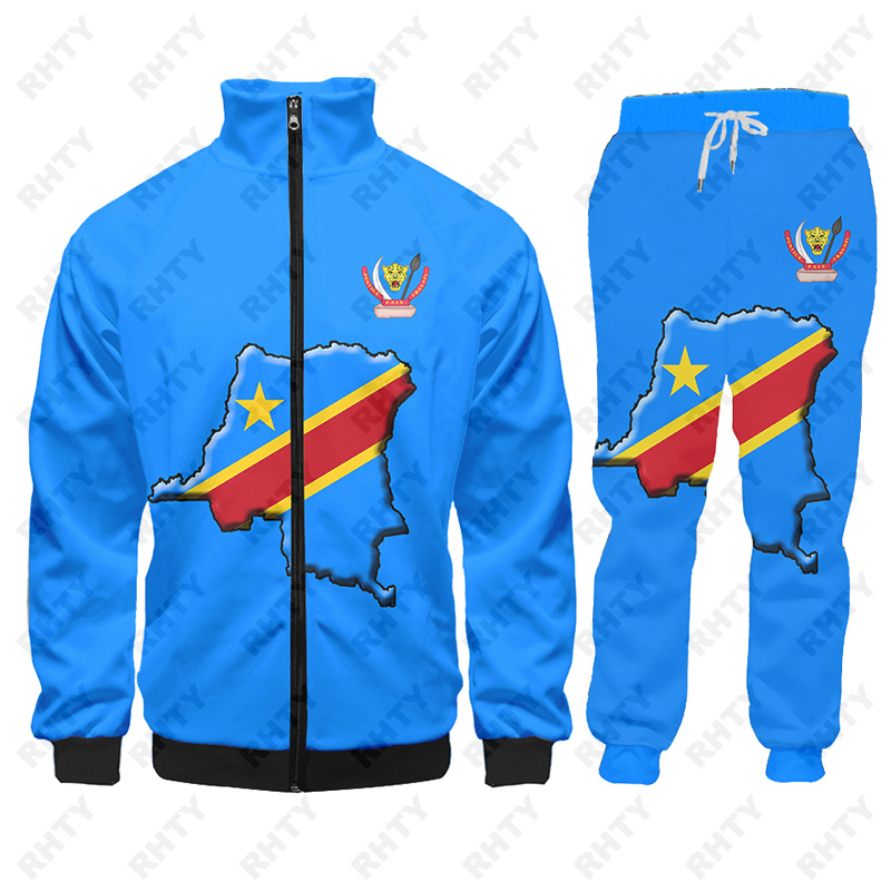 Congo FLAG zaire DR เสื้อแจ็คเก็ตมีฮู้ดสำหรับผู้ชายกางเกงพิมพ์3D ขนาดใหญ่เสื้อสเวตเชิ้ตแบบสวมหัวสไตล์แอฟริกันเสื้อผ้าใส่ได้ทั้งชายและหญิงมีสินค้าส่ง