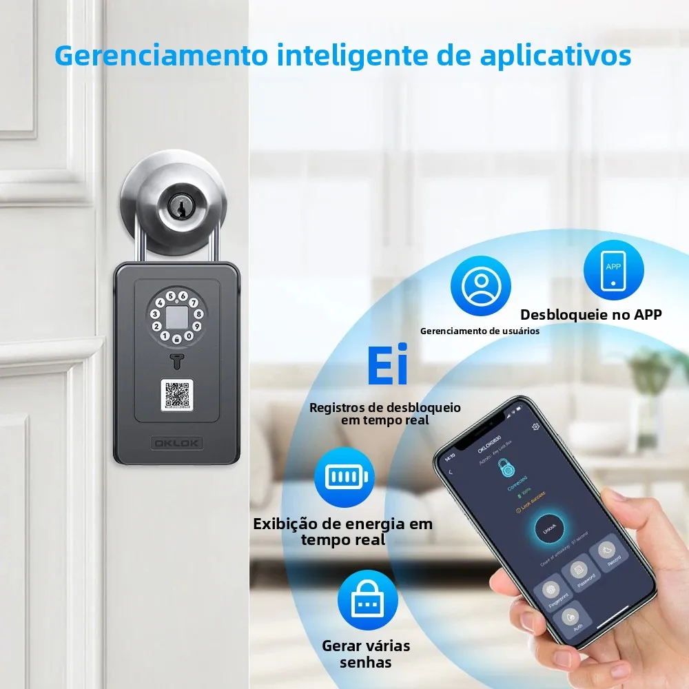 Camluxy caixa de chave inteligente impressão digital armazenamento seguro chave bloqueio 6 código senha digital segurança lockbox código combinação cartão ic desbloquear