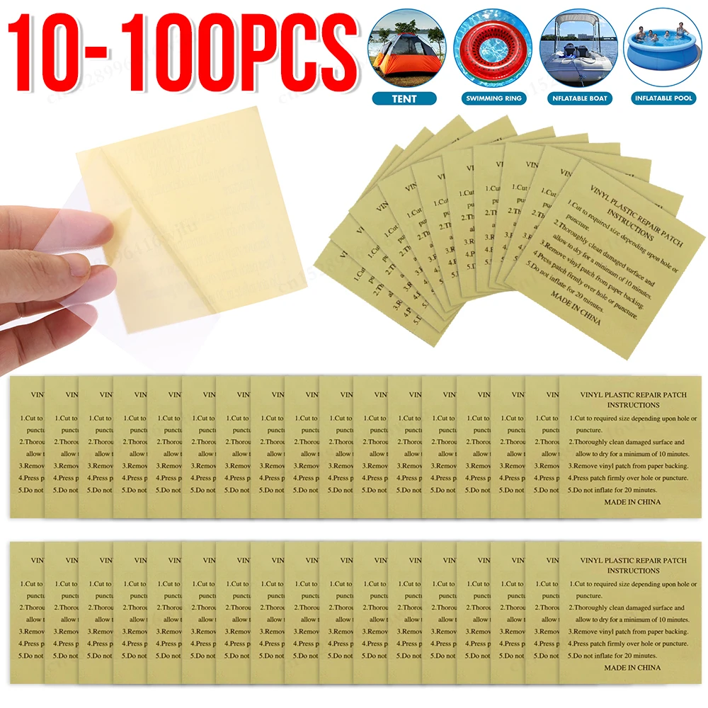 Kit de reparación de revestimiento de piscina, Kit de reparación subacuática, parche de colchón de aire resistente, autoadhesivo, reparación inflable de Pvc, 10-100 Uds.