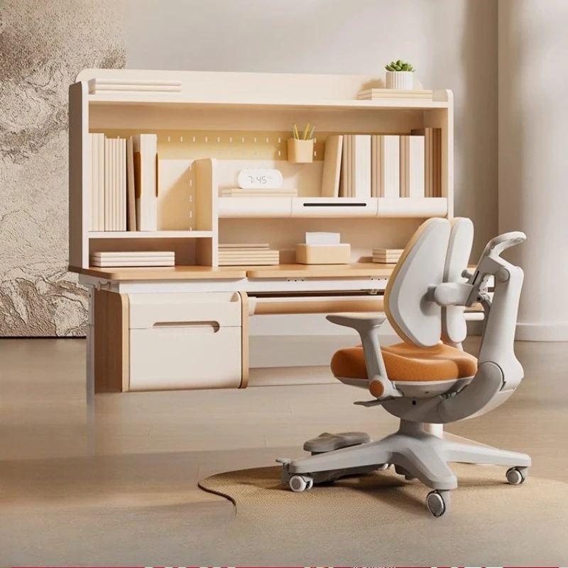 Kids Study Table Desk Chair Set Children’s Desk with Adjustable Height Perfect for School Home Use
