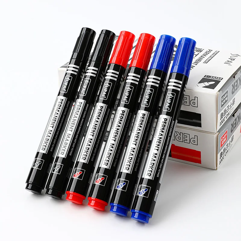 3/6/9Pcs/Set Permanent Marker Pen Fine Point Waterproof Ink Thin Nib Crude Nib Black Blue Red Ink 1.5mm Fine Color Marker Pens