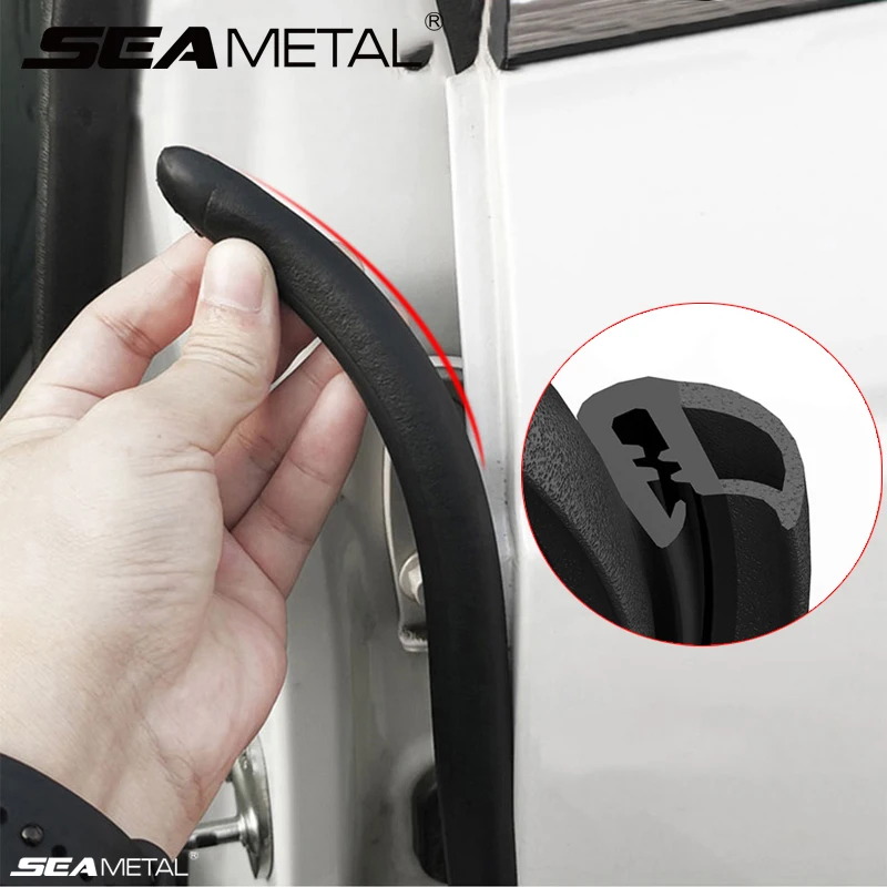 SEAMETAL Tira de sellado de borde de puerta de coche de 2m, burlete de goma con Pilar B, tira selladora automática insonorizada impermeable para todos los vehículos