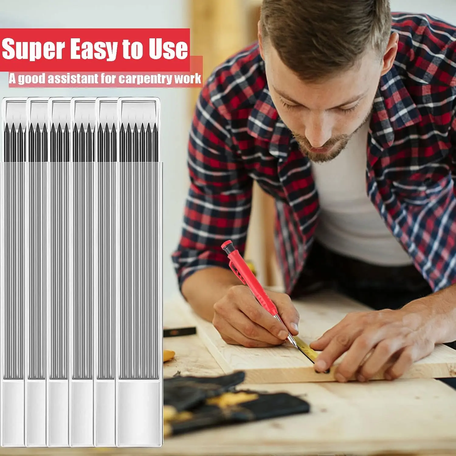 36 Uds. Recambios de plomo de lápiz de 2,8mm para lápiz de carpintero, lápices de marca, reemplazos de lápiz de construcción de Agujero profundo, cables de lápiz de estudio
