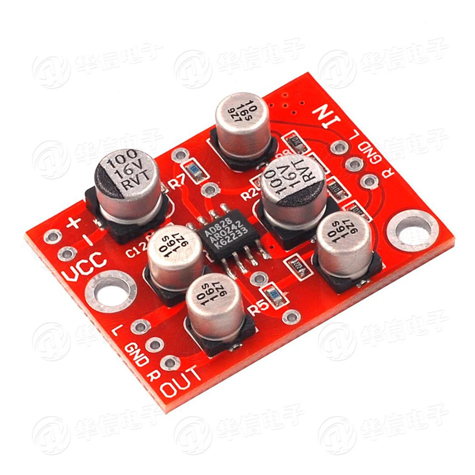 Módulo de preamplificador de placa amplificadora de potencia, preamplificador estéreo DC 5V-15V AD828