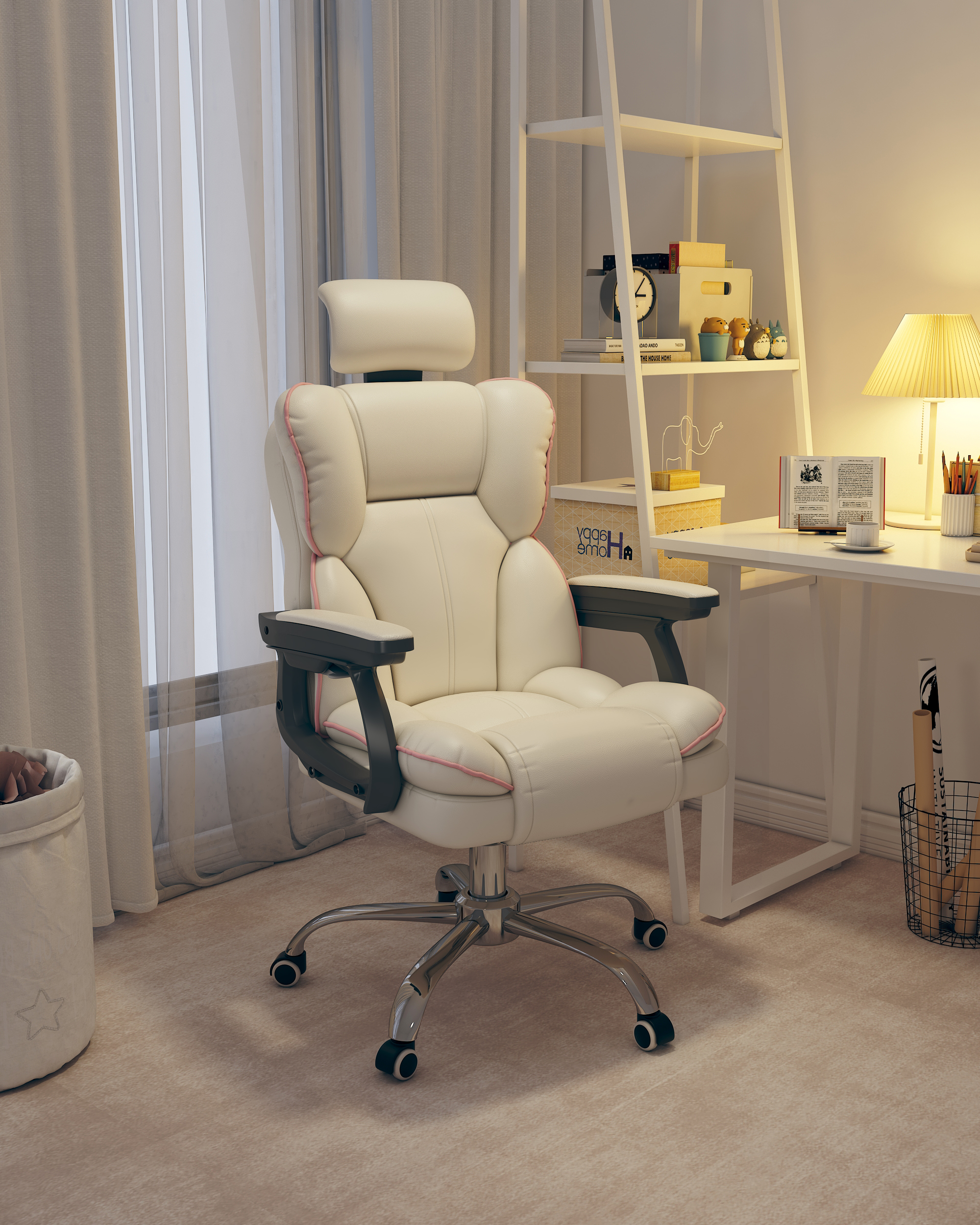 Executive Gamer Chair with Foot Rest High Back Office Chair Computer Gaming Chairs Big and Tall PU Leather Office Brown