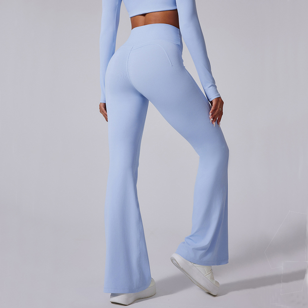 Mallas acampanadas de cintura alta para mujer, pantalones de Yoga para gimnasio, Fitness, entrenamiento, correr, mallas deportivas, Control de barriga, pantalones de pierna ancha para Yoga