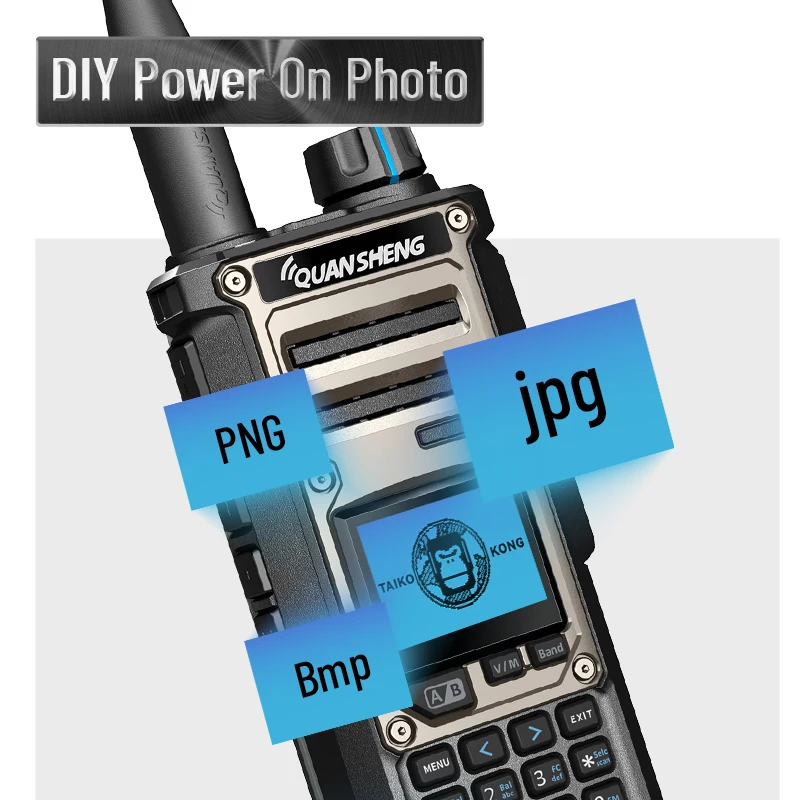 Quansheng Taiko Kong TK11(8) 10W Walkie Talkie Spektrumanalysator Empfang NOAA FM Ham Zweiwegradio Tragbares Langstrecken-SSB