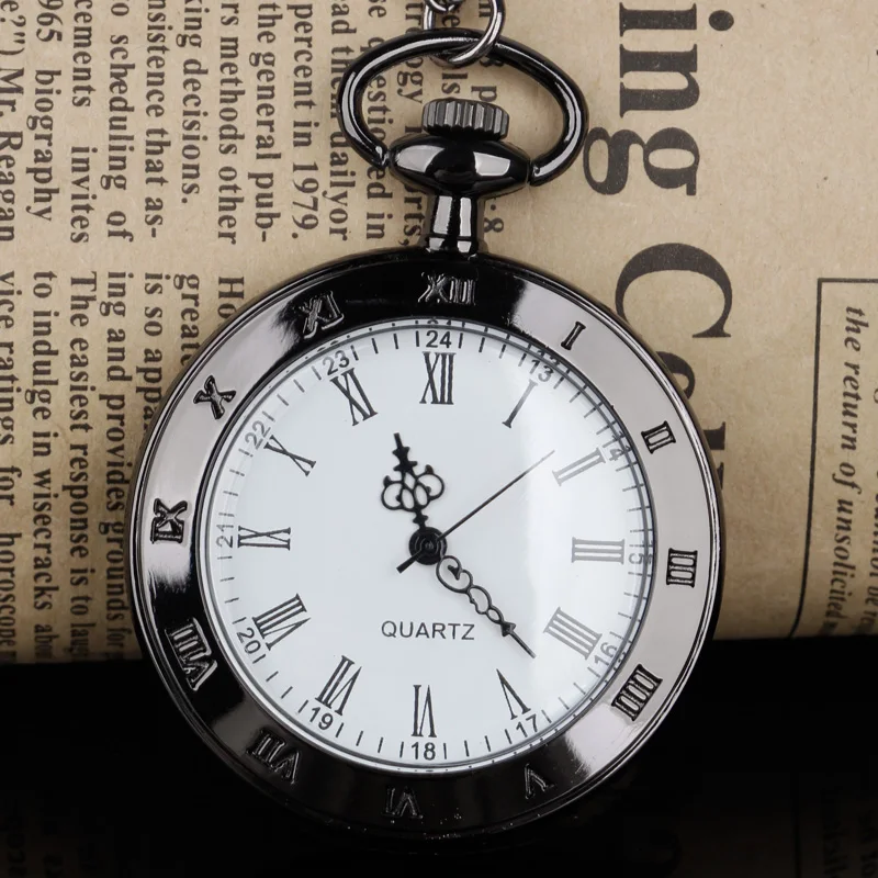Große Vintage römische wörtliche transparente Quarz-Taschenuhr ohne Muschel, weiße Halskette, Damenmode-Anhängeruhr