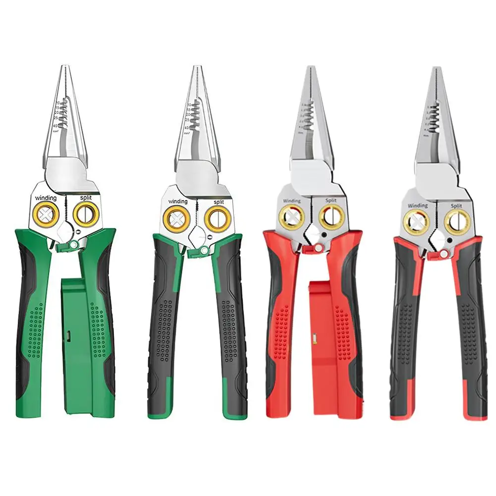 KITPIPI Multi Function Wire Stripper Steel Electrician Crimping Clamper Wire Winding Cutter Tool Splitting Pliers