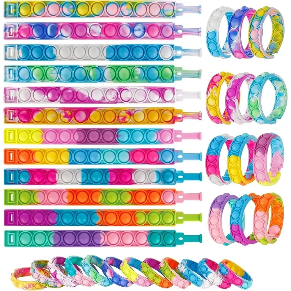 12/24/36PC Silikon Bunte Blase Armband für Kinder Geburtstag Party Hochzeit Gast Geschenke Souvenirs Karneval Weihnachten geschenke