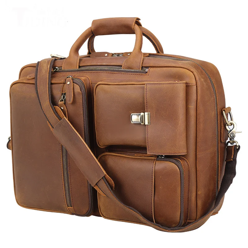 3 in 1 Herren Leder Aktentasche Rucksack Umhängetasche Echt leder Umhängetasche für Männer Männer Arbeits tasche multifunktional