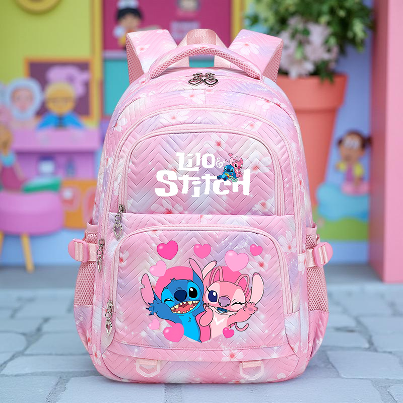 Stitch Durable Backpack, Fashionable Color Contrast Zipper, Ideal for School & Travel Essentials, Gift Bag, Travel Daypack