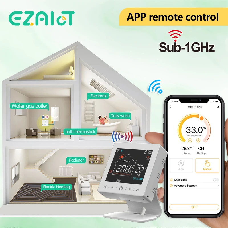 Termostato inalámbrico inteligente, controlador remoto de temperatura ambiente, programable, WiFi, Tuya, caldera de Gas, calefacción, RF, con Alexa y Google