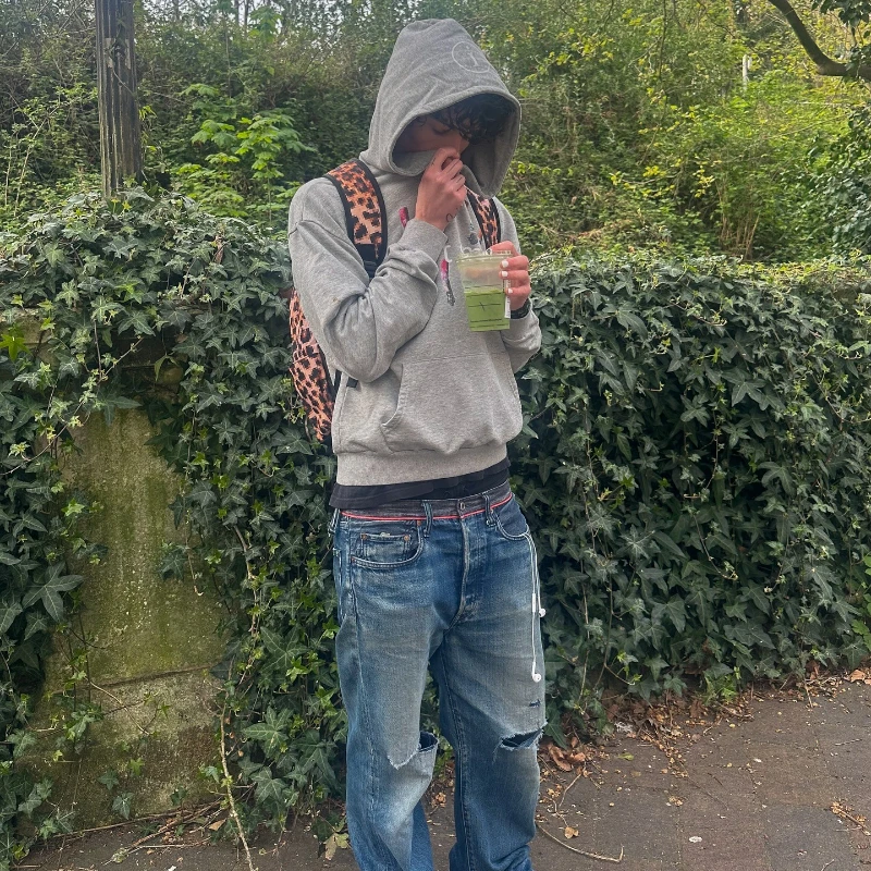 Y2K – sweat à capuche de sport gris pour hommes et femmes, pull rétro imprimé fumée, nouvelle mode Vintage classique Hip Hop Streetwear, veste ample