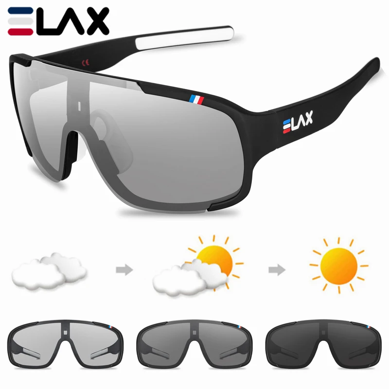 ELAX Occhiali da ciclismo polarizzati e fotocromatici Occhiali da pesca all'aperto Occhiali da sole sportivi Uomo Donna Occhiali da bicicletta per bici da MTB