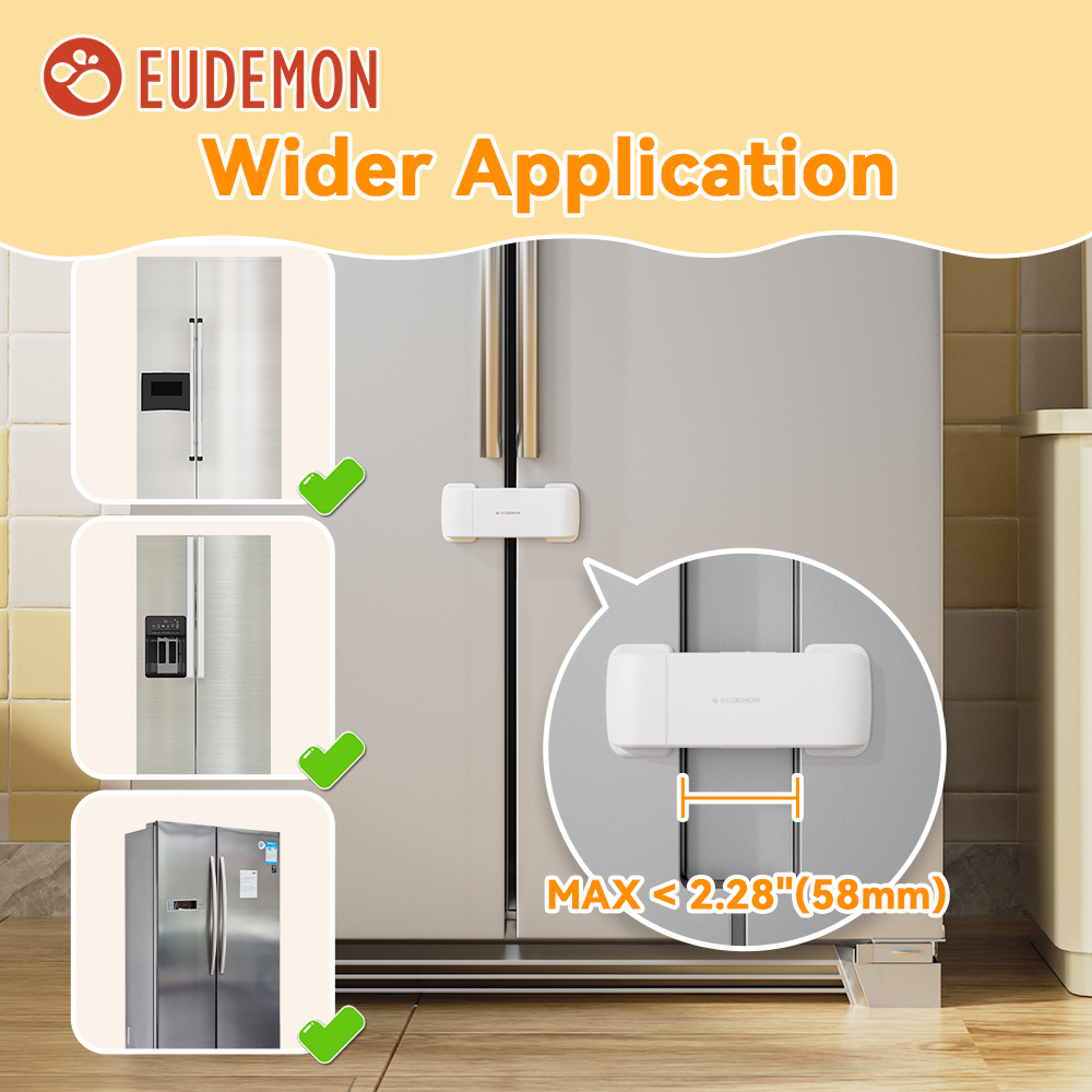 EUDEMON 1pc 更新されたフランス冷蔵庫ロックフレンチドア冷蔵庫/冷凍庫ロックドアギャップ距離キャビネットドアロック保護赤ちゃん