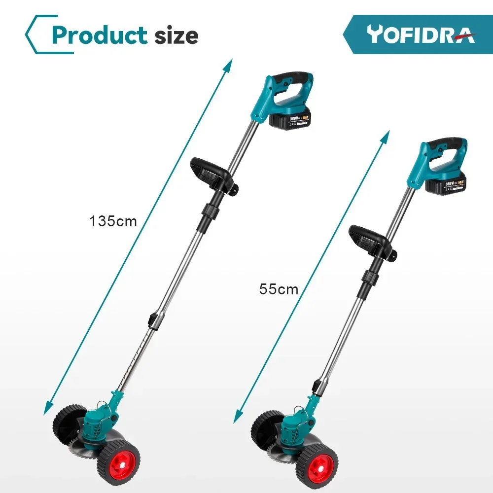 YOFIDRA Tosaerba Elettrico Tenuto In Mano Lunghezza Regolabile Taglierina Cordless Giardino Tagliaerba Per 21V 18V Batteria