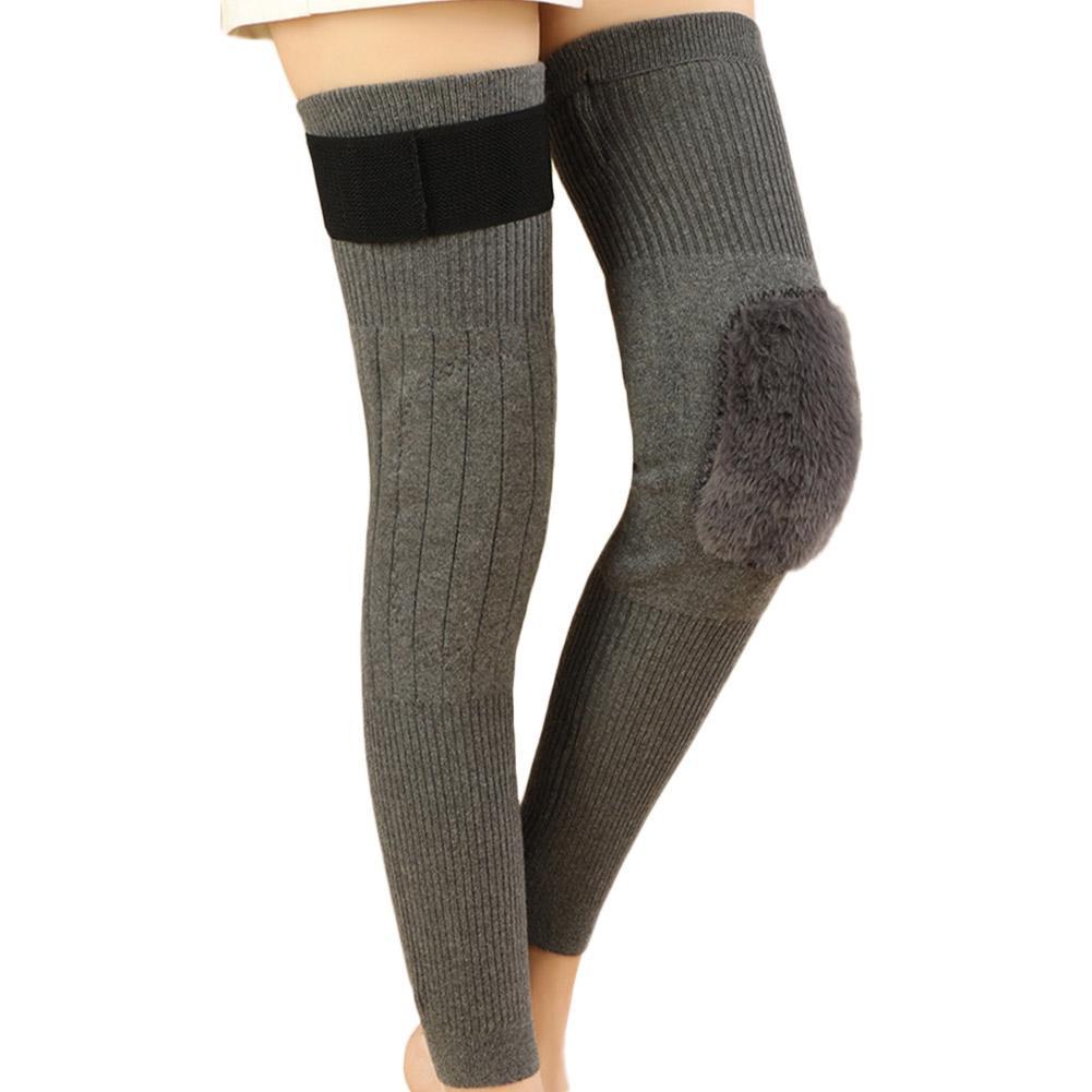男性と女性のためのウサギの毛皮の膝パッド,1ペア,高齢者,冷たい脚,関節炎,ランニングサポート,冬