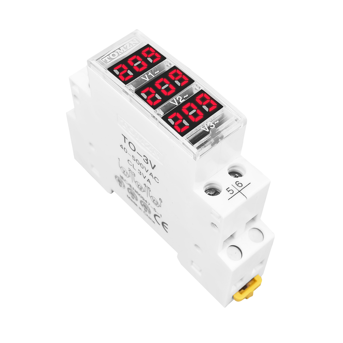 Medidor de voltaje de 18mm con carril Din AC 40-500V 220V 380V indicador de voltímetro Modular trifásico único Detector de pantalla Digital LED