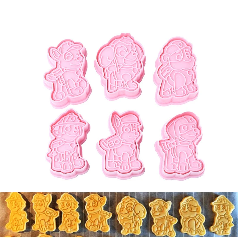 เค้กคุกกี้ Paw Patrol Cutters พลาสติก DIY 3D เบเกอรี่แม่พิมพ์คุกกี้ชุดเครื่องตัดการ์ตูนลูกสุนัขบิสกิตเบเกอรี่เครื่องมือตกแต่งเครื่องมือ