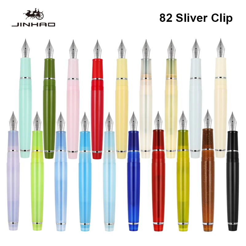 Jinhao 82 pluma estilográfica 0,38/0,5/0,7mm punta Extra fina Clip plateado bolígrafos elegantes de lujo escritura suministros escolares de oficina papelería