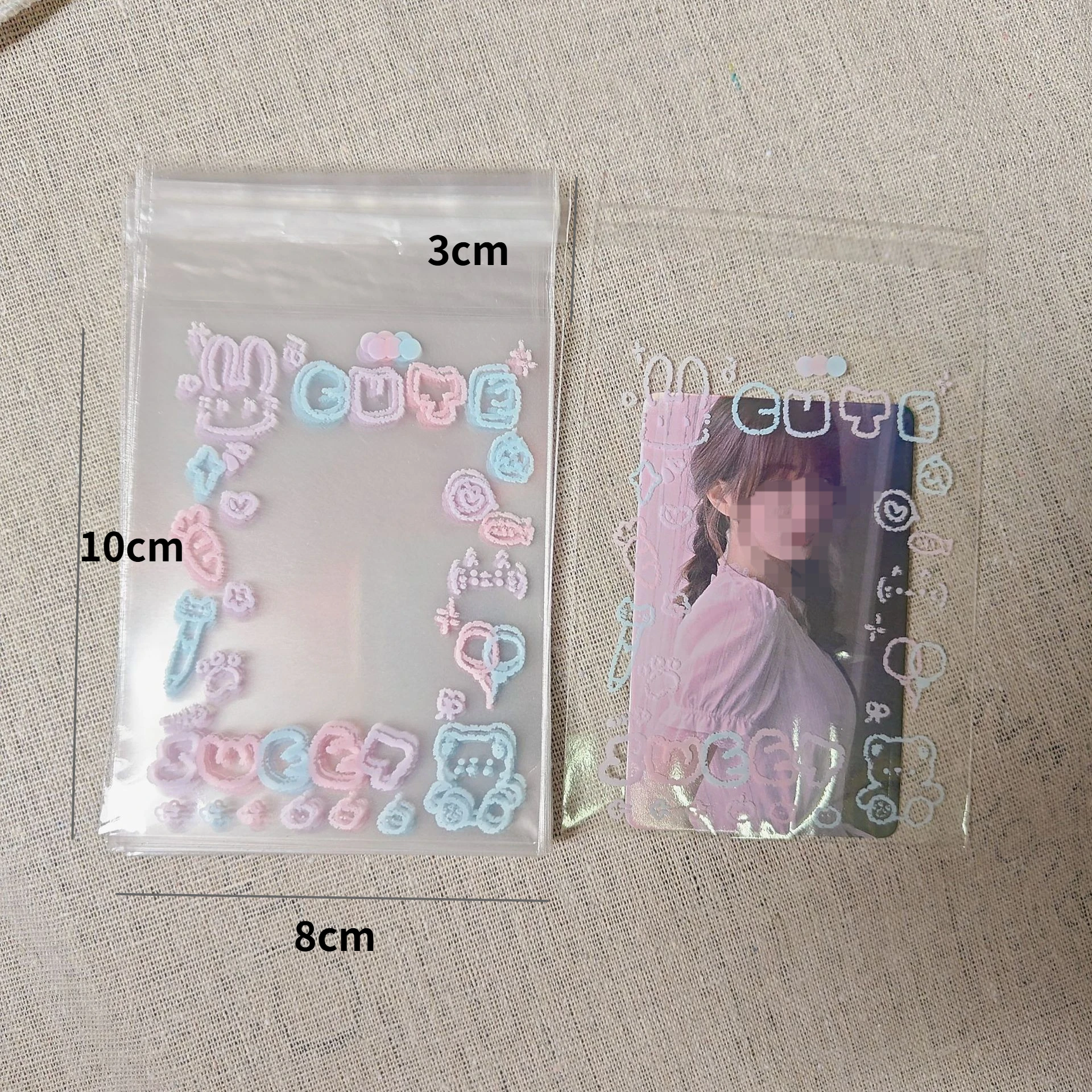 ซองใส่การ์ดแบบใส ติดด้วยตนเอง สำหรับสะสมการ์ดรูปภาพ การ์ดอนิเมะ การ์ด K-POP ของขวัญ บรรจุภัณฑ์ OPP ถุงพลาสติก