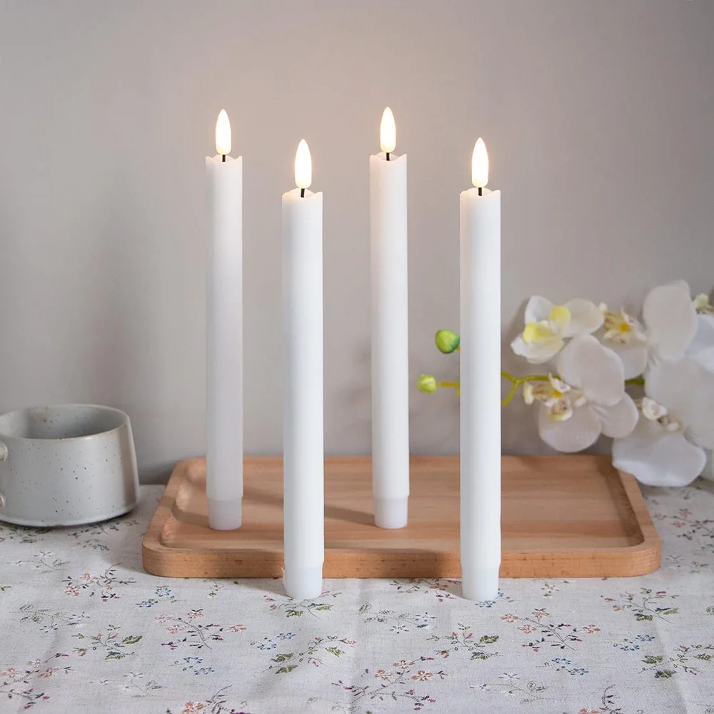 2Pack LED Flameless Taper Candles Lights 3D Wick Battery Christmas Simulation Candles Window Candles Long Electric Candles Lamp