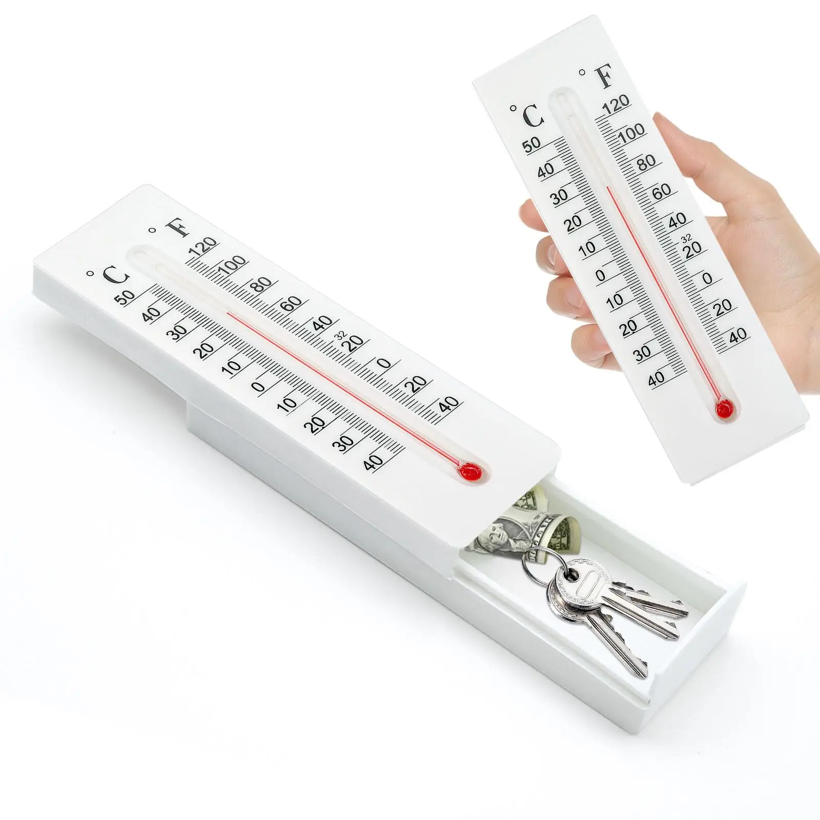Sleutelkast Buiten Sleutelkluis Thermometer Decoratief Verberg een sleutels Lockbox voor buiten Geheim Verborgen opslag Munten Geld ﻿