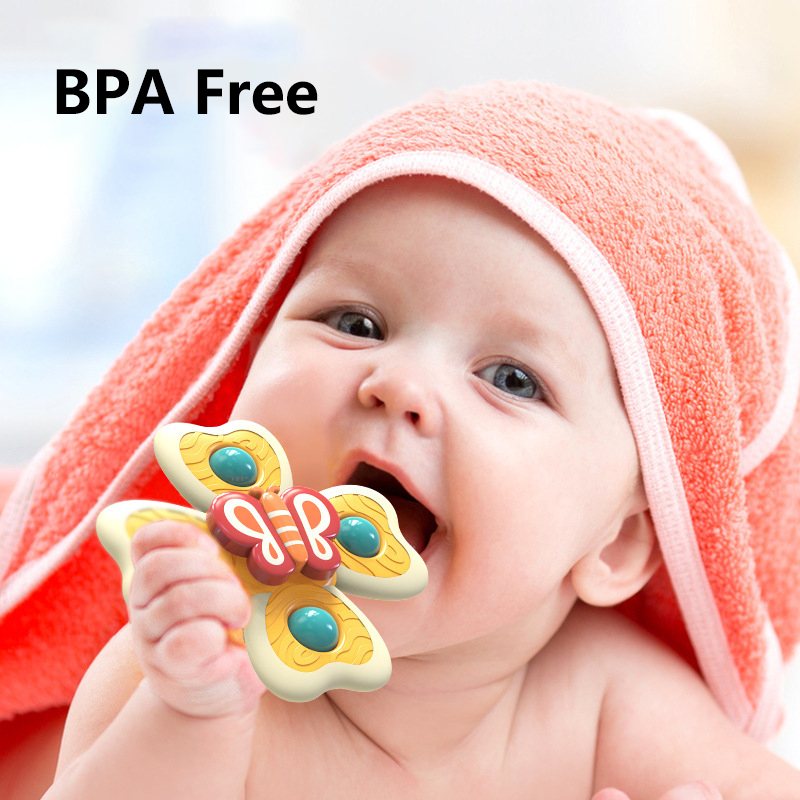 Ventosa girando brinquedos superiores, insetos otário girador brinquedos para crianças, janela cadeira alta bandeja mesa de banho avião brinquedo de viagem