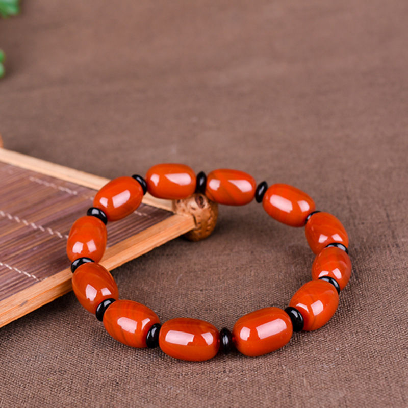 Authentic South Red Agate Bracelet, Baoshan and Sichuan Liangshan Material, Genuine Persimmon Red Flame Red Full Meat Full Color