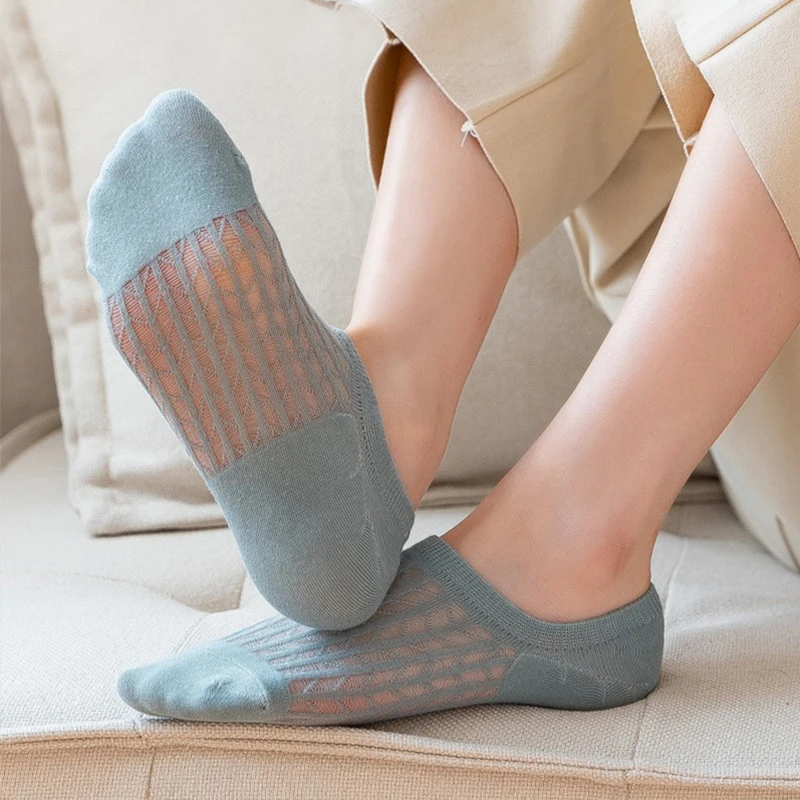 Sokken dames zomer onzichtbaar kort no-show mode kant ademend siliconen antislip katoenen bootsokken