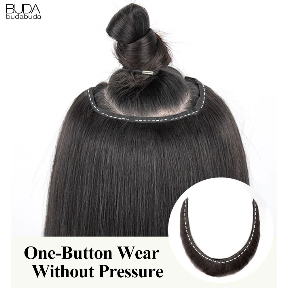 Extensiones de Cabello sintético para mujer, largo y liso postizo, resistente al calor, color rubio y negro, 5 clips