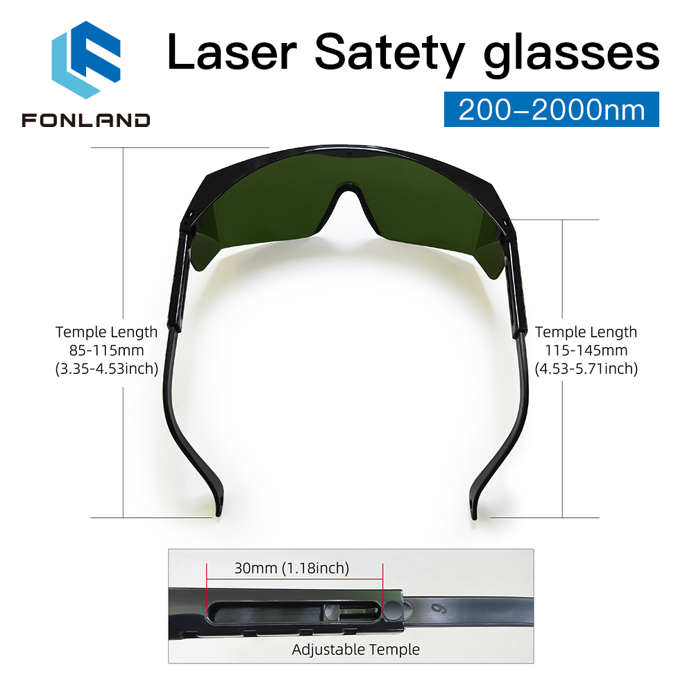 FONLAND 200nm-2000nm Laserowe okulary ochronne do znakowania laserowego i grawerowania z etui ochronnym