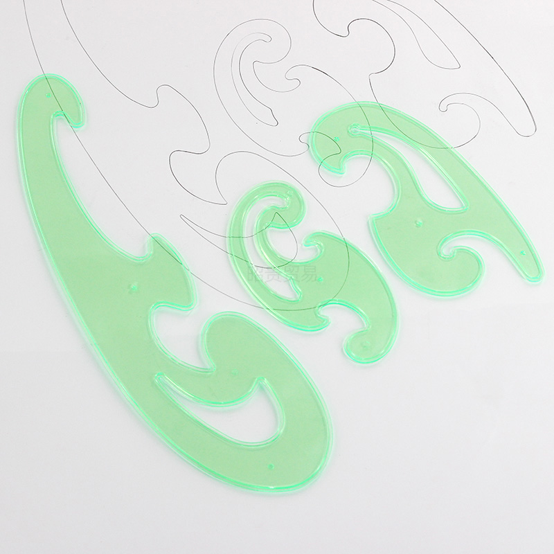 French curve ruler, a set of 3,5.3”, 6.3”, 12.6” curve board drawing template ruler three-piece animation animation sewing ruler